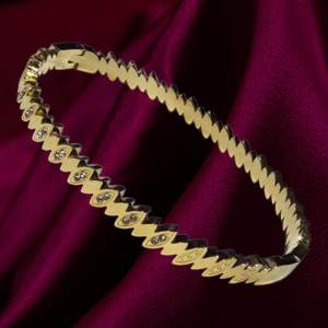 Geometric Gold-Plated Bracelet with Crystal Accents