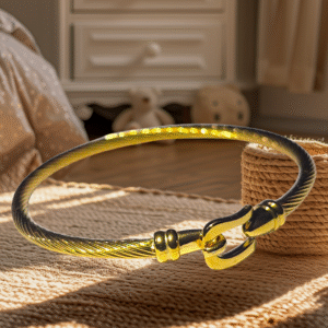 Twisted Cable Gold-Plated Bracelet with Hook Clasp