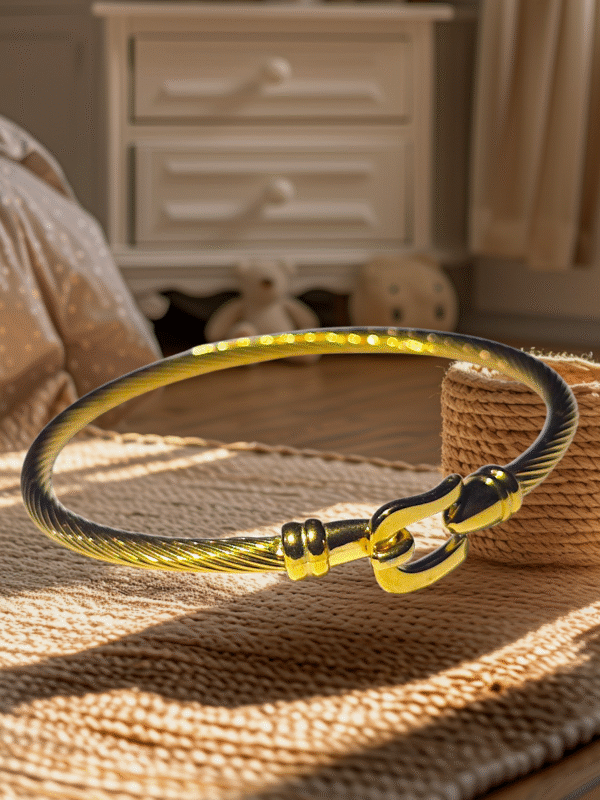 Twisted Cable Gold-Plated Bracelet with Hook Clasp