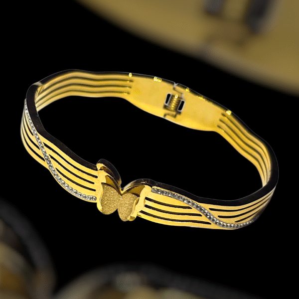 Butterfly Gold-Plated Bracelet with Crystal Accents