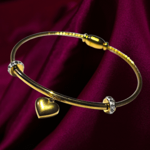 Gold-Plated Heart Charm Bracelet with Crystal Accents