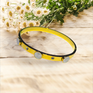 Gold-Plated Bangle with Mother-of-Pearl and Crystal Accents