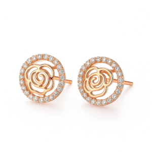 Rose Bloom Crystal Stud Earrings