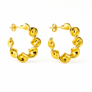 Twist Wave Gold Hoop Earrings