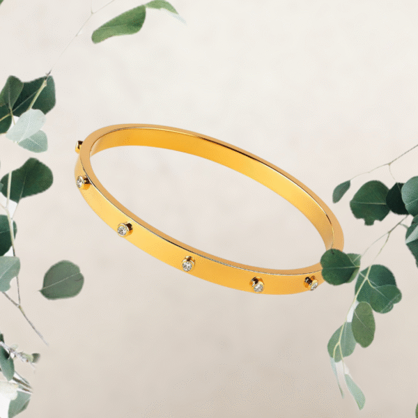 Elegant Gold Bangle with Crystals