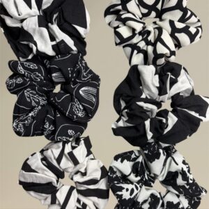 Black & white patterned scrunchies