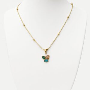 Gold Chain with Colorful Stone Pendant