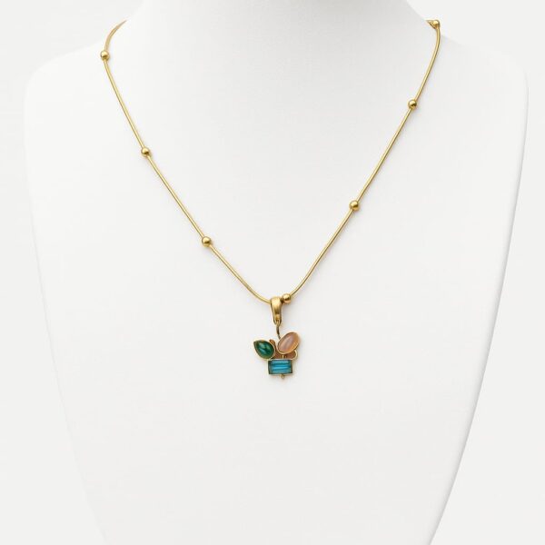 Gold Chain with Colorful Stone Pendant