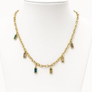 Gold Chain with Colorful Stone Charms