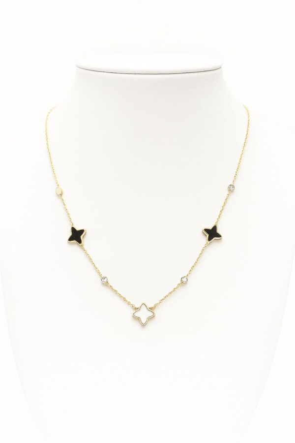 Gold Chain Necklace with Black & White Star Charms