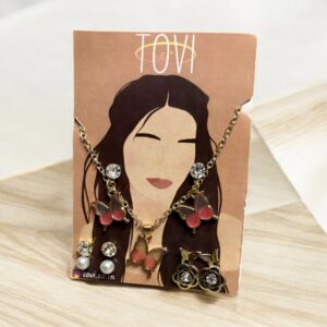 Butterfly Charm Necklace with Matching Earrings