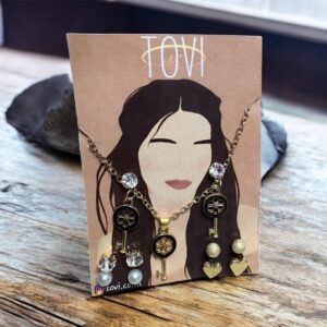 Key Pendant Necklace with Matching Earrings
