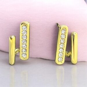 Bar Stud Earrings with Crystal Accents