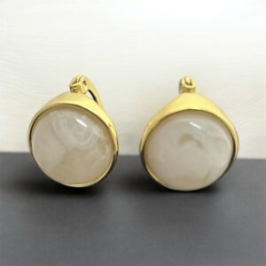 Stud Earrings with Natural Stone Inlay