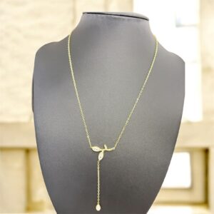 Elegant Leaf Drop Gold Necklac