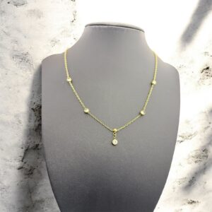 Minimal Solitaire Drop Gold Necklace