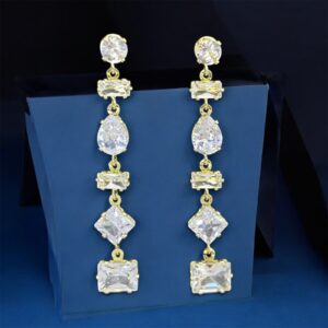 Gold Multi-Cut Crystal Drop Earrings