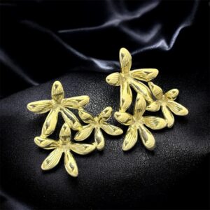 Gold Floral Cluster Earrings