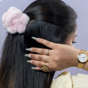 fluffy fur flower claw clips